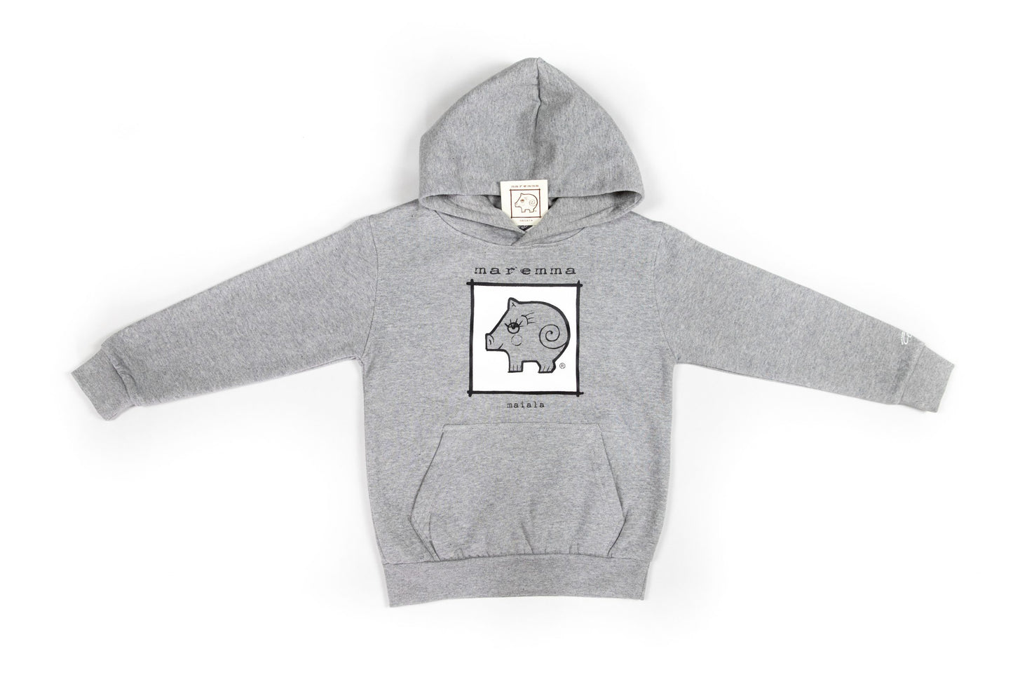 Felpa junior grigia con cappuccio unisex