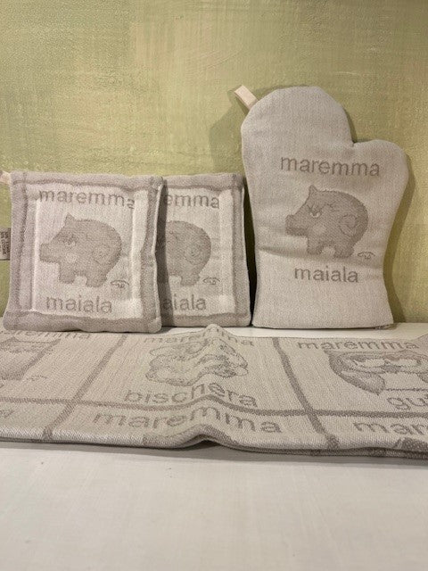 Set Presine, canovaccio e guanto da cucina