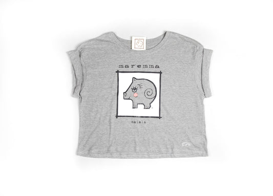 T-shirt donna taglio scatola grigia