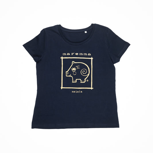 T shirt Donna maremma maiala blu navy