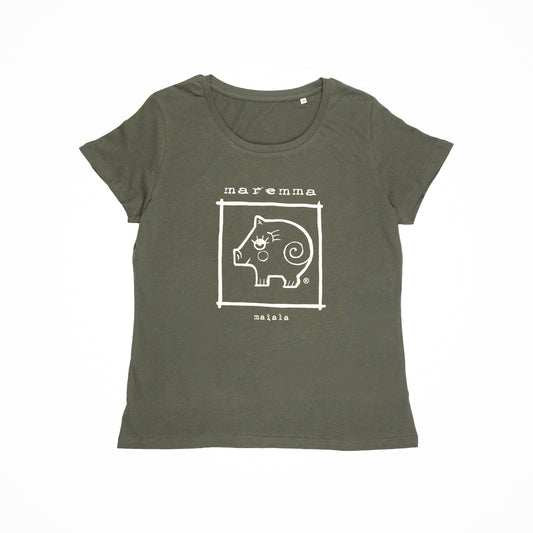 T shirt Donna maremma maiala verde khaky
